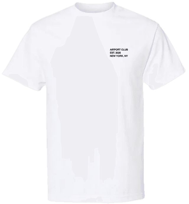 white Airport Club T-shirt